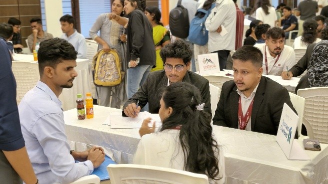 Inclusive hiring interviews in progress with support from student volunteers.