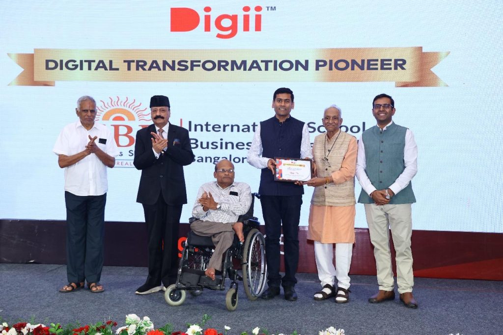 ISBR team receiving the Digital Transformation Pioneer Award at Digiiday 2025, celebrating innovation in education.