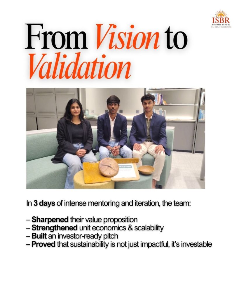 Student entrepreneurs presenting sustainable innovation ideas during IIT Madras Startup Bootcamp 2026 startup mentoring and venture pitching event.