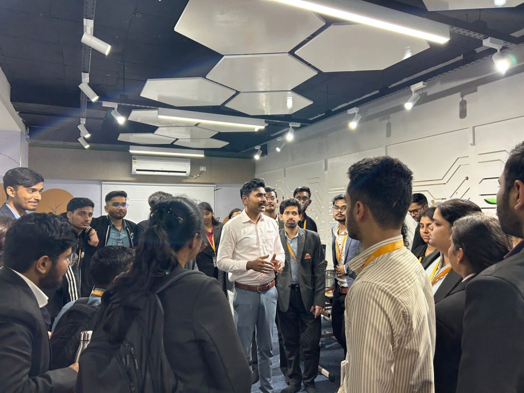 PGDM students during the Industry Academia Connect Kewaunee Lab Visit observing manufacturing operations.