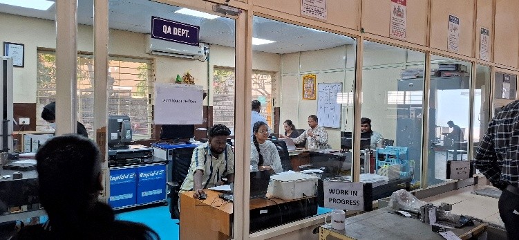 "Students observing advanced machinery at ELCIA Cluster prototyping centre in Bengaluru"
