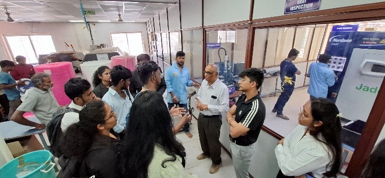 Engineering students learning about startup incubation facilities