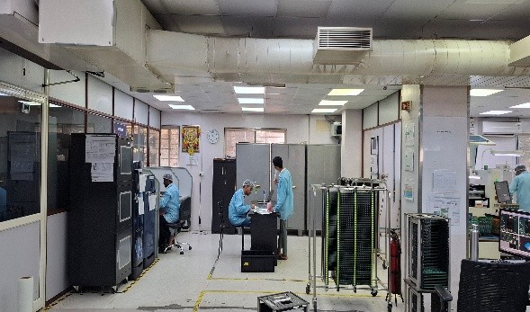 Students exploring advanced prototyping machinery at ELCIA Incubation Centre in Electronic City Bengaluru.