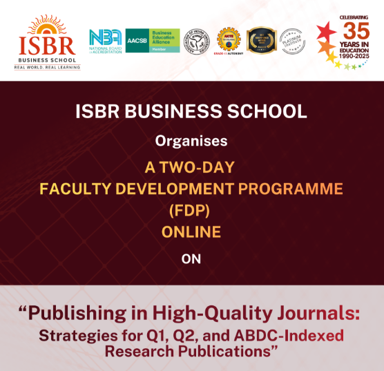 Faculty Development Programme FDP on Research Publishing conducted at ISBR Business School Bangalore with researchers and faculty members.