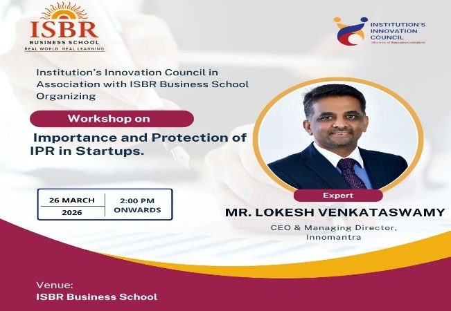 Students participating in an Intellectual Property Rights Workshop on IP Management for Startups at ISBR Business School.