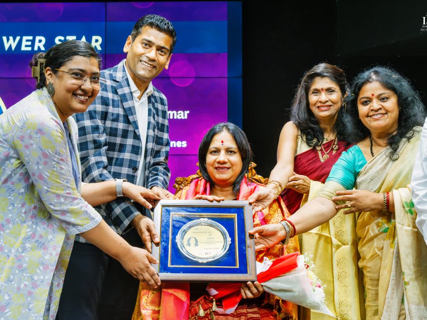 shwini Puneeth Rajkumar receiving the Power Star Award at Abhinandana 2026.
